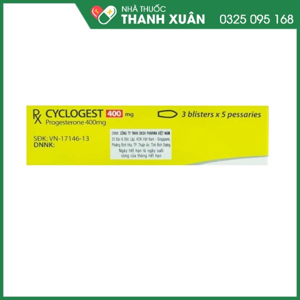 Cyclogest 400mg điều trị triệu chứng tiền kinh